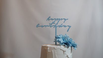 Happy Birthday - cursive wood topper