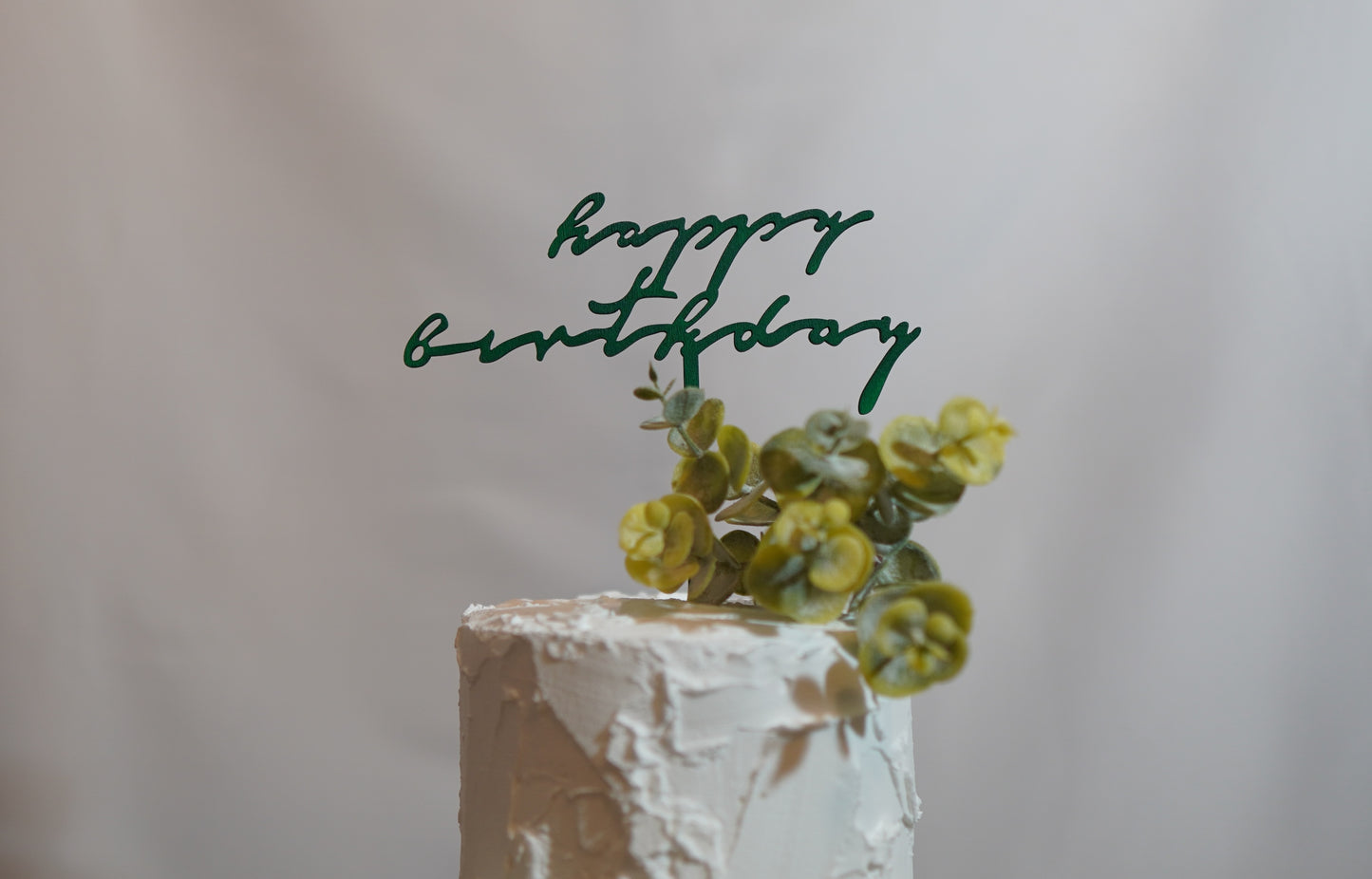 Happy Birthday - cursive wood topper