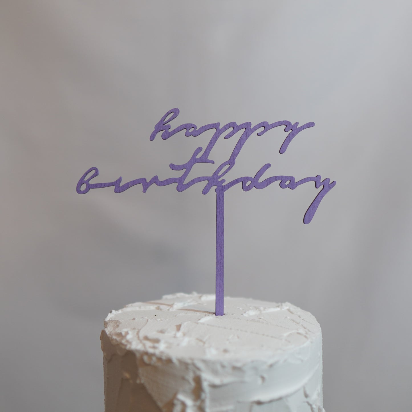 Happy Birthday - cursive wood topper