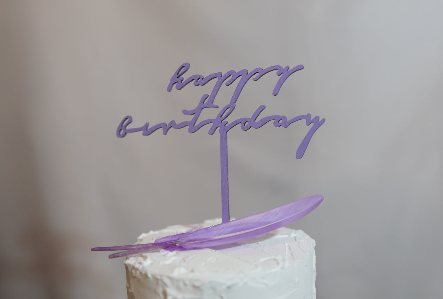 Happy Birthday - cursive wood topper