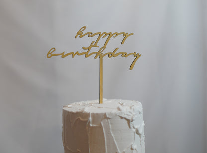 Happy Birthday - cursive wood topper