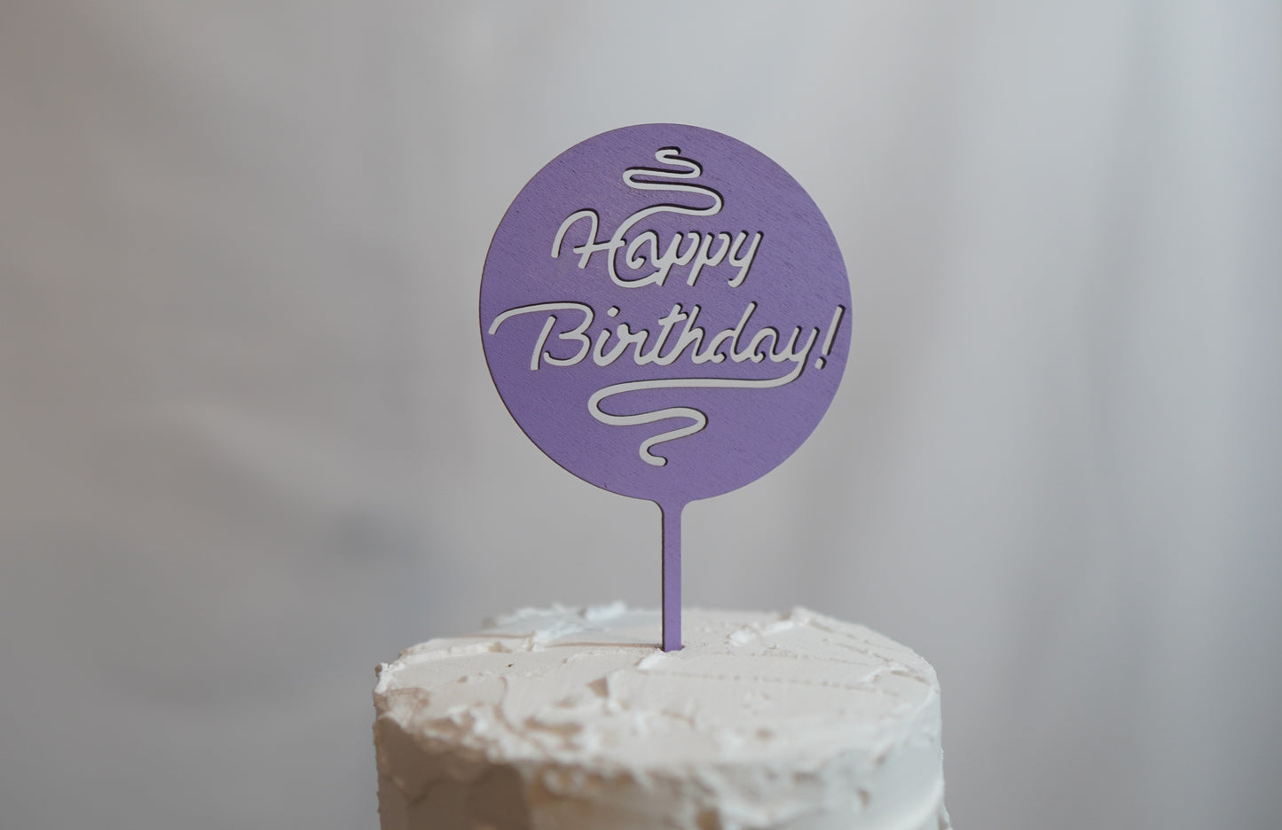 Happy Birthday - solid circle wood topper